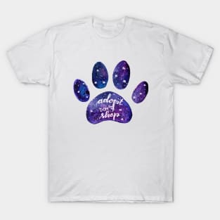 Adopt don't shop galaxy paw - purple T-Shirt